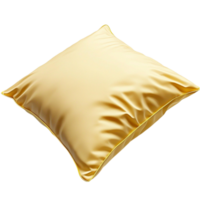 Luxurious golden silk pillow with soft texture symbolizing comfort elegance relaxation and the sophisticated charm of plush decor png