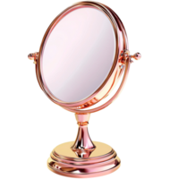 Elegant round vanity mirror with gold frame symbolizing beauty reflection sophistication and the essential accessory for personal grooming png