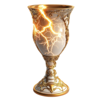 Ornate golden goblet with electric patterns symbolizing power elegance mysticism and the magical essence of enchanted drinkware png