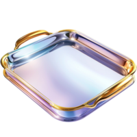 Iridescent serving tray with a reflective surface symbolizing elegance luxury functionality and the beauty of stylish home essentials png