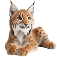 Adorable young lynx with sharp eyes symbolizing curiosity wilderness strength and the agile grace of wild feline species png