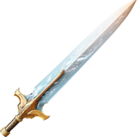 Magnificent silver sword with a blue gemstone handle symbolizing power honor bravery and the legendary charm of medieval weaponry png