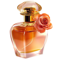 Exquisite golden perfume bottle with a rose top symbolizing fragrance elegance luxury and the timeless allure of fine scents png