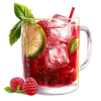 Glass of raspberry cocktail with ice cubes symbolizing refreshment celebration elegance and the sophisticated charm of mixology png