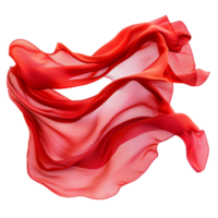 Elegant flowing red fabric with smooth texture isolated on transparent background png