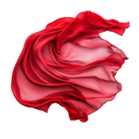 Dramatic red fabric in motion, perfect for design elements, isolated on transparent background png