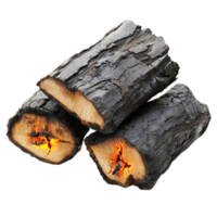 Realistic fire logs with detailed texture, great for design elements, isolated on transparent background png