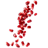 Falling pomegranate seeds isolated on white background, high resolution image png