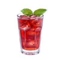 Refreshing red beverage with mint garnish close upisolated on transparent background png