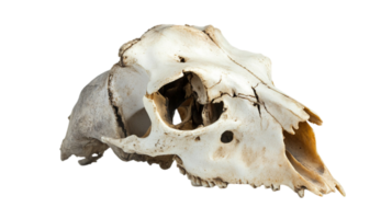 Weathered deer skull with visible cracks isolated on transparent background png