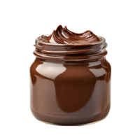 Jar of chocolate spread on a black backdropisolated on transparent background png