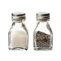 Salt and pepper shakers on a black backdropisolated on transparent background png