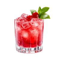 Refreshing cherry drink with ice and garnishisolated on transparent background png