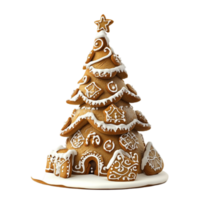 Gingerbread christmas tree holiday art pieceisolated on transparent background png