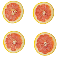 Fresh grapefruit slices on a black backdropisolated on transparent background png