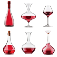 Wine bottles and decanters still life artworkisolated on transparent background png