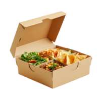 Delicious lunch box with salad and tortillaisolated on transparent background png