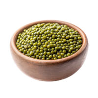 Mung beans in a wooden bowl close up viewisolated on transparent background png