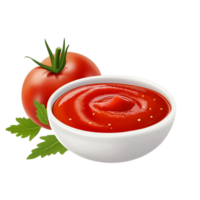 Fresh tomato sauce bowl with whole tomato fruit isolated on transparent background png
