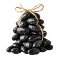 Pile of shiny beans tied with twine on a plain backdrop isolated on transparent background png