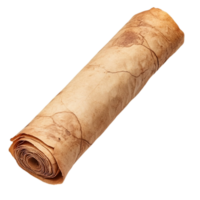 Antique scroll parchment roll paper document background isolated on transparent background png