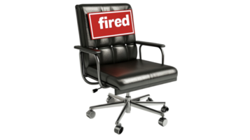 Job loss concept empty office chair with fired sign isolated on transparent background png
