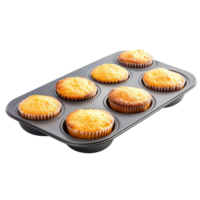 Freshly baked muffins in a tray ready to be served soon isolated on transparent background png