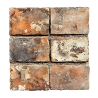 Texture of aged brick wall surface for design element isolated on transparent background png