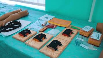 Room with advanced patient model. Training class for medical students in university video