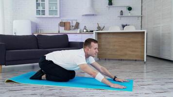 Warm-up at home on mat. Warm-up at home on mat before sportexercises video
