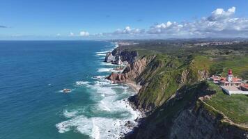 Exterior Roca Cape in Sintra Lisbon District in Portugal.. Beach Scene Water. video