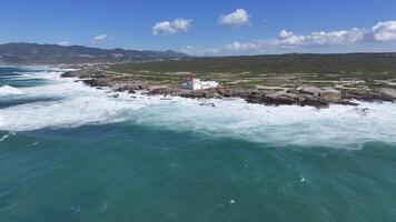 Outside Shallow Cape Lighthouse at Cascais in District of Lisbon Portugal . Scenery Farol Do Cabo Raso. video
