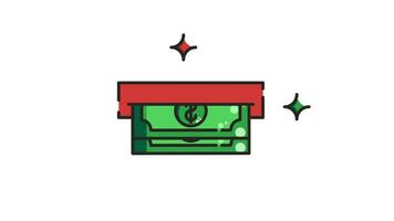 animation Of a banknote emerging from an atm. video