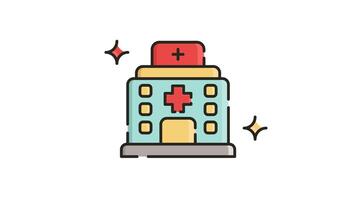 Looping Animated Icon in , Motion Graphics for Of a hospital building. video