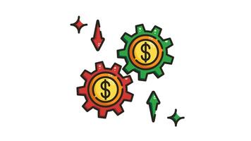 animation Two gears with dollar signs in them and arrows. video