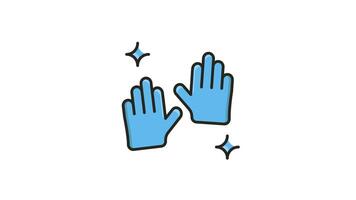 Repeating Animated Icon , Motion Graphics for Two blue gloved hands with sparkling stars. video