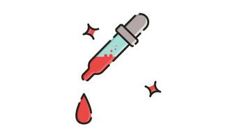 Repeating Animated Icon , Motion Graphics for Dropper with red liquid and two red drops. video