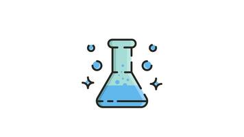 Looping Animated Icon in , Motion Graphics for Beaker with blue liquid and bubbles. video