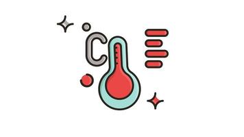 Looping Animated Icon in , Motion Graphics for Red and blue thermometer with a celsius symbol. video