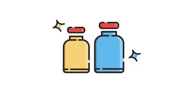 Looping Animated Icon in , Motion Graphics for Two bottles with red lids. video