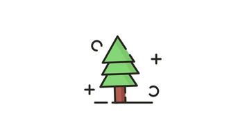 animated motion graphic illustration icon ,Green pine tree with a brown trunk, suitable for naturethemed designs, environmental concepts, or holidaythemed projects needing a serene backdrop. video