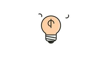 Animated Light Bulb with Dollar Sign Icon Looping with Alpha Channel video
