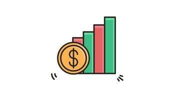 animado dólar moeda e crescimento gráfico ícone looping e alfa video