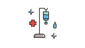 Repeating Animated Icon , Motion Graphics for Medical iv drip bag with a red cross. video