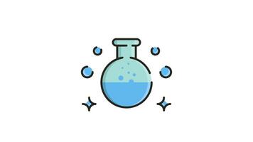 Repeating Animated Icon , Motion Graphics for Blue potion bottle with bubbles. video