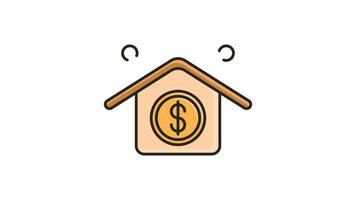 Animated House with Dollar Sign Icon Looping with Alpha Channel video