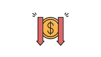 Animated Declining Currency Icon Looping with Alpha Channel video