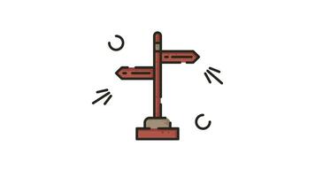 Red wooden signpost with two arrows pointing in opposite directions. Perfect for directional signage, travel concepts, decisionmaking themes, and navigation designs. video