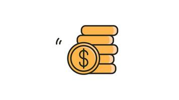 Animated Dollar Coin Stack Icon Looping with Alpha Channel video