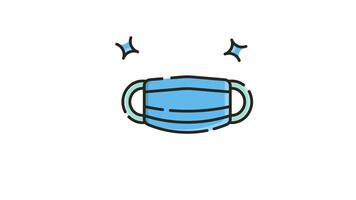 Repeating Animated Icon , Motion Graphics for Blue face mask with two stars above it. video